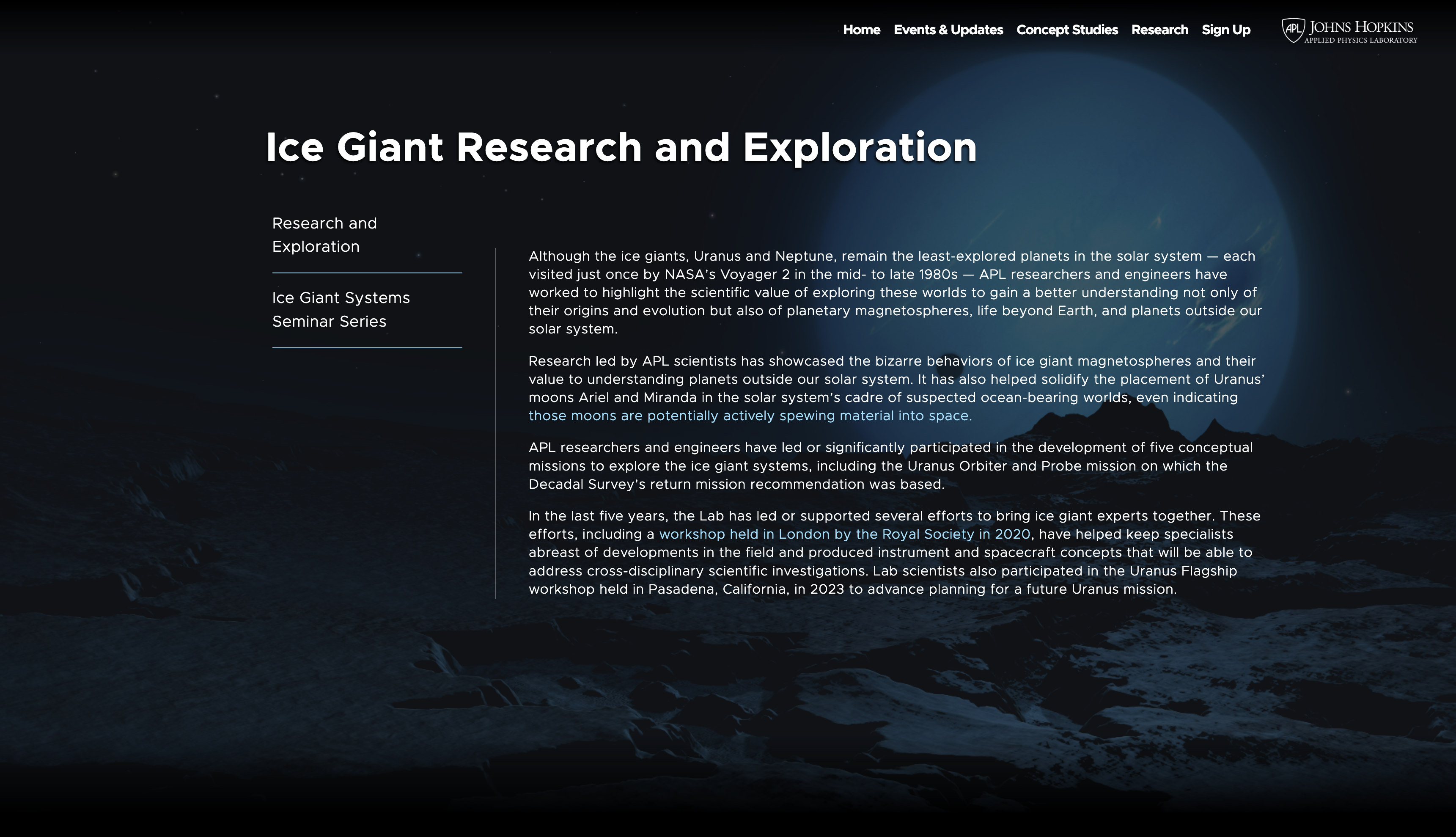 Ice Giants site
